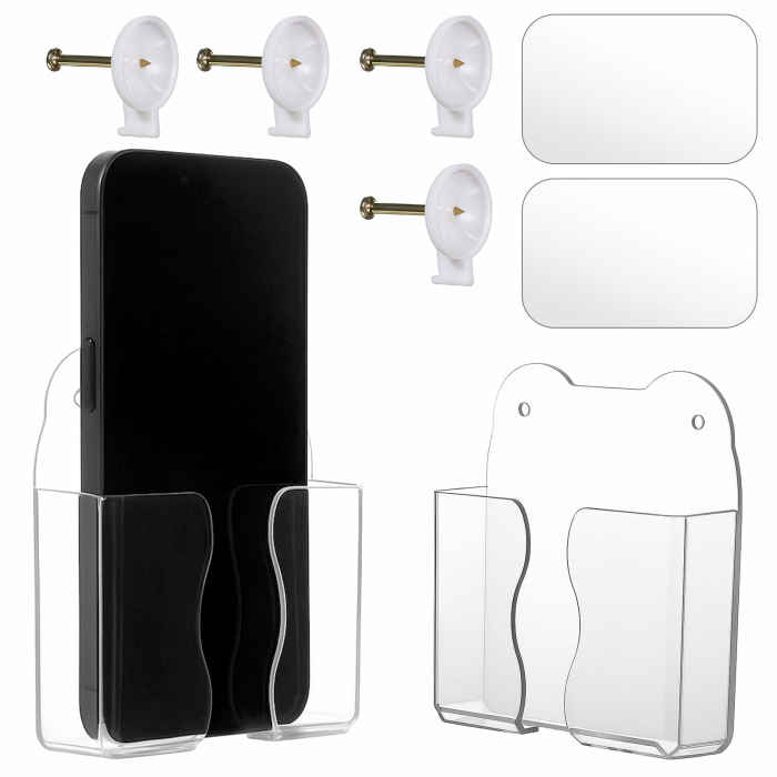 Bewudy 2 Stück Wandhalterung Handyhalterung, Transparent Wandhalterung Handy Wand Wandmontierter Handy Ladegerät Halterung Selbstklebende Universal Transparent Handyhalterung Angebot bei HelloDeals