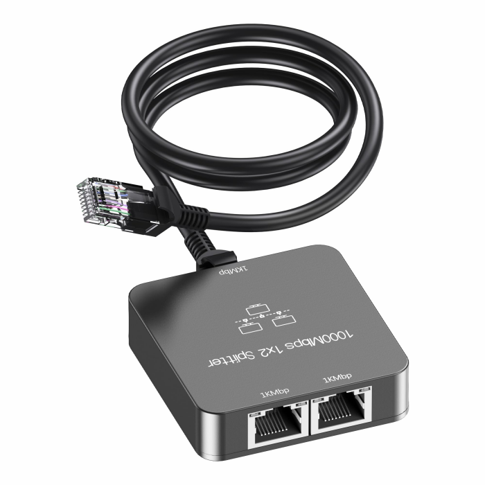 LAN Splitter 1 auf 2 mit Ethernet Kabel, Gigabit LAN Switch 2 Port 1000Mbps Ethernet Splitter für Computer, TV, Hub, Switch, Router, Set-Top Box,et. Grau Angebot bei HelloDeals