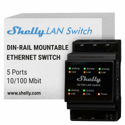 Shelly LAN Switch | Ethernet Netzwerk Switch Für Die DIN Schiene (10/100 Mbps) | 5 RJ45-Anschlüssen | 110V - 230 V | Keine Zusätzlichen Adapter Erforderlich | Einfache Installation | Plug & Play Angebot bei HelloDeals