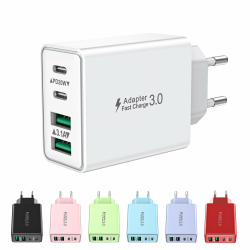 USB C Ladegerät, 4-Ports USB Stecker Schnellladegerät Mehrfach Netzteil USBC Fast Charger PD Power Adapter Ladestecker USB Schnellladen für iPhone 16 15 14 13 12 11 Pro Max, iPad, Samsung,Handys 1-pack weiß Angebot bei HelloDeals