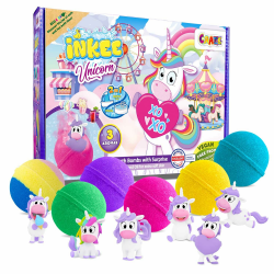 INKEE Geschenkbox Unicorn | Box mit 6 Badebomben für Kinder mit Überraschung, 6 Badekugeln mit Einhornfiguren in 6 verschiedenen Farben Einhorn Badebomben Geschenkset Angebot bei HelloDeals