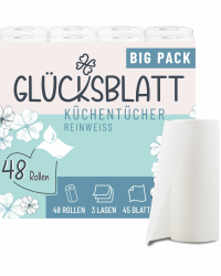 Küchentücher, 48 Rollen á 45 Blatt, 3-lagige Küchenrollen, 100% Zellstoff, nachhaltig, saugstarke Haushaltsrollen, Allzwecktücher, Papiertücher, Papierhandtücher, Küchenpapier Angebot bei HelloDeals