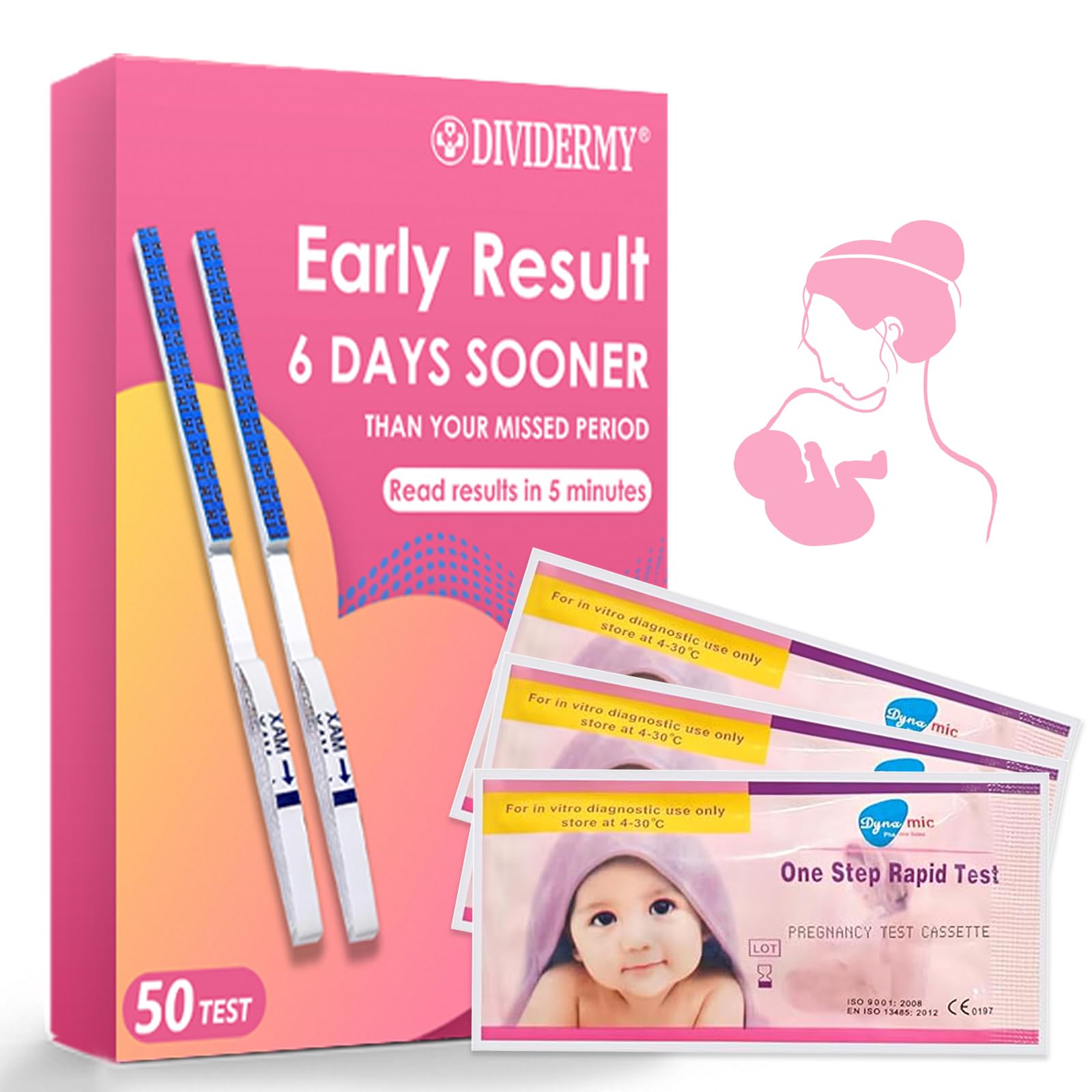 50 Stück Schwangerschaftstest Frühtest, Hochempfindliche Frühtest Schwangerschaft 10 miu/ml, Frühschwangerschaftstest Zuverlässige Früherkennung, Fruchtbarkeitstest für Frauen Yyunzhi500 Angebot bei HelloDeals