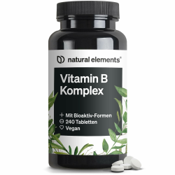 natural elements Vitamin B Komplex – 240 Tabletten – mit 8 essenziellen B-Vitaminen & Kofaktoren – mit Bioaktiv-Formen – vegan, hochdosiert – laborgeprüft Angebot bei HelloDeals