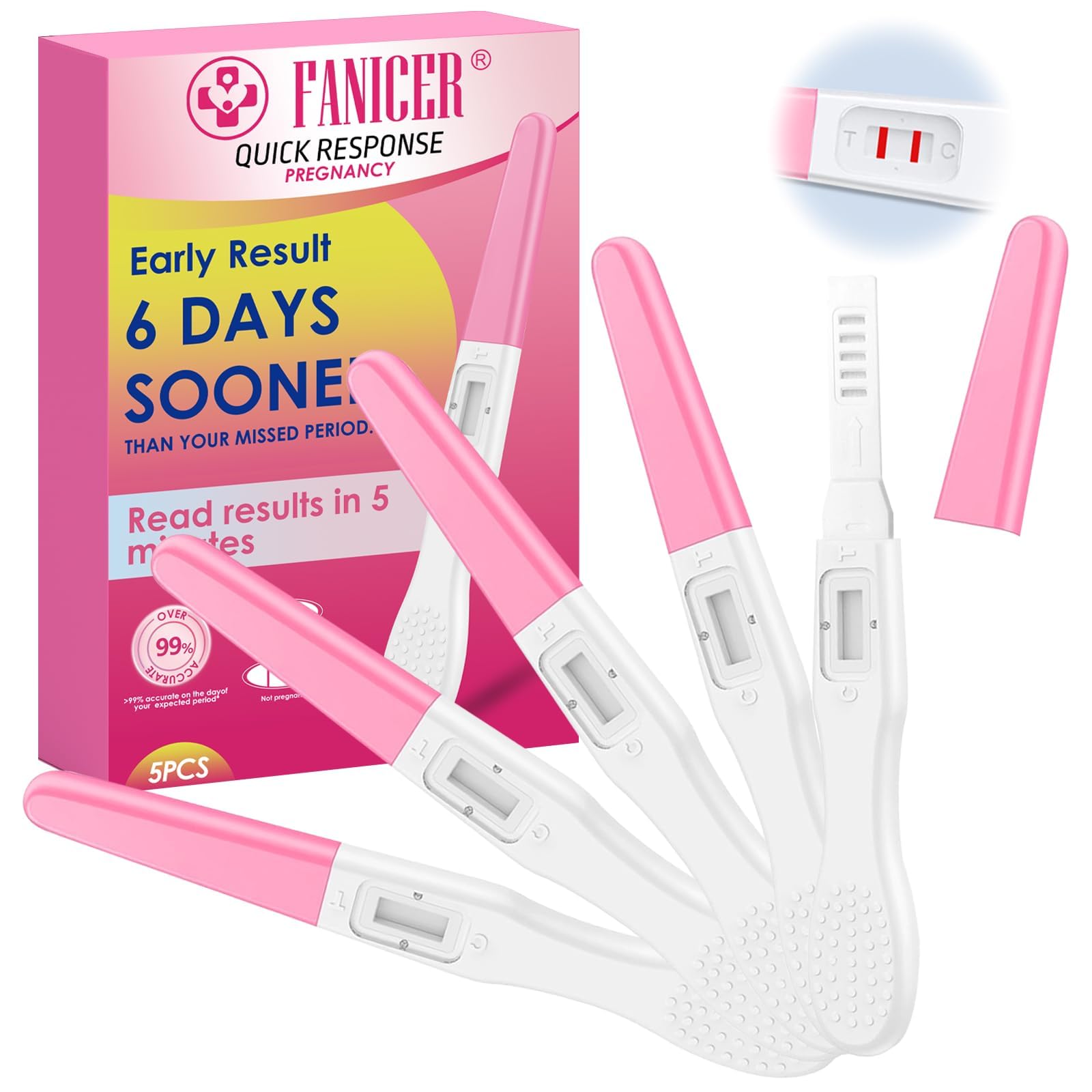 5 Stück Schwangerschaftstest Kombipack,Frühe Erkennung,Schwangerschaftstest Wochenbestimmung,Schwangerschafts-Schnelltest,Ergebnis Innerhalb von 5 Minuten,ideal für zu Hause (rosa) 5 stück (1er Pack) Angebot bei HelloDeals