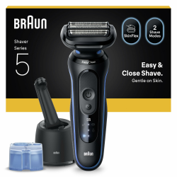 Braun Series 5 Rasierer Herren Elektrisch, Elektrorasierer, Nass- und Trockenrasur, Turbo und Standard Modus, Rasierapparat, SmartCare Reinigungsstation, Wasserdicht, Made in Germany, 52-B7000cc, Blau mit Reinigungsstation Angebot bei HelloDeals