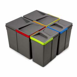 Emuca - Recycle Behälter für Küchenschublade, Höhe 266, 2x15L + 2x7L, Anthrazitgrauer Kunststoff, Kunststoff Container H 266 mm (2x15 L + 2x7 L) Angebot bei HelloDeals