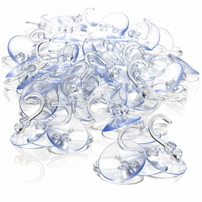 com-four® 80x Saugnapfhalter mit Kunststoffhaken - Mehrzweck-Haken für Lichterketten und andere Dekoration - Wandhaken (80 Stück - Ø 4cm) Angebot bei HelloDeals