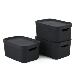 Jive Dekobox 3er-Set Aufbewahrungsbox 5l mit Deckel, Kunststoff (PP recycelt), dunkelgrau, 3x5l (27.8 x 19.5 x 22.4 cm), Schwarz, Nicht zutreffend Angebot bei HelloDeals