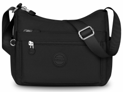 Umhängetasche Damen Mittelgroß Wasserdicht Nylon Crossbody Bag mit Vielen Fächern Leichte Schultertasche Verstellbarer Breitem Freizeit Kleine Messenger Bag für Einkaufen, Reisen Schwarz Angebot bei HelloDeals