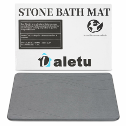 Badematte Stein Kieselgur, Duschvorleger Schnelltrocknend Stone Bath Mat, duschmatte rutschfest Saugfähig badematten für Badezimmerböden, Küchentheke, Geschirr, Pflanzen oder Haustiere Dunkelgrau Angebot bei HelloDeals