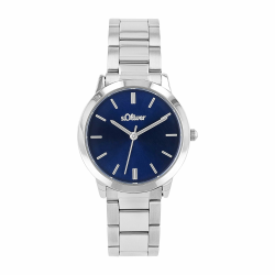 s.Oliver Armbanduhr Damen Quarzuhr Analog, mit Edelstahl Armband, 3 bar Wasserdicht, Kommt in Uhren Geschenk Box Blau Angebot bei HelloDeals