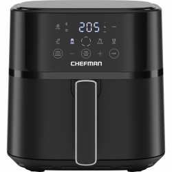 Chefman 5,7L Heißluftfritteuse, schnell & einfach, kompakte Heissluftfritteuse mit Hi-Fry Technologie, Touch Controls mit 4 Voreinstellungen, antihaftbeschichtet & spülmaschinenfest - Schwarz Angebot bei HelloDeals