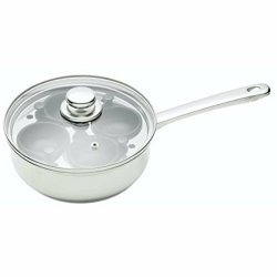 KitchenCraft Pochierpfanne, Eierpochierer, Eierpochierpfanne aus Kohlenstoffstahl, Eierpochierpfanne für 4 Eier, Antihaft- und induktionssicher, 20,5cm (11''), Silber 4 Löcher Einzeln Angebot bei HelloDeals