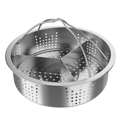 Dampfgareinsatz aus Edelstahl – Dreifach unterteilter Dampfgarer für verschiedene Größen – Zum Garen von Gemüse, Meeresfrüchten und Eiern Angebot bei HelloDeals