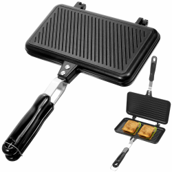 Didiseaon Sandwichmaker Camping Doppelseitige Bratpfanne: Aluminium Camping Toaster Sandwichtoaster Waffeleisen Klapptoaster Schwarz Sandwich Maker für Küche Frühstück Angebot bei HelloDeals