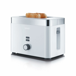 GRAEF Toaster TO61 Weiß 2-Scheiben-Toaster mit Brotscheibenzentrierung, Brötchenaufsatz, 6 Bräunungsstufen und Krümelschublade, Stopp-Taste, Auftaufunktion, Nachhebevorrichtung, Sicherheitsabschaltung Angebot bei HelloDeals