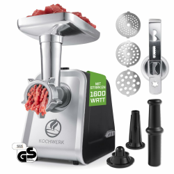 elektrischer Fleischwolf mit verschiedenen Aufsätzen | verarbeitet bis zu 2000g/min | Hackfleisch, Kibbeh, Churros, Wurst & mehr auf Knopfdruck | leichte Bedienung und Reinigung [1600W] Angebot bei HelloDeals