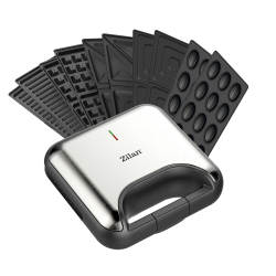 5-in-1 Sandwichmaker Waffeleisen Nussbäcker Kontaktgrill Elektogrill mit Wechselplatten für Sandwich (quadratisch & dreieckig) belgische Waffel Zaubernüsse Antihaftbeschichtung Cool-Touch-Griffe Angebot bei HelloDeals