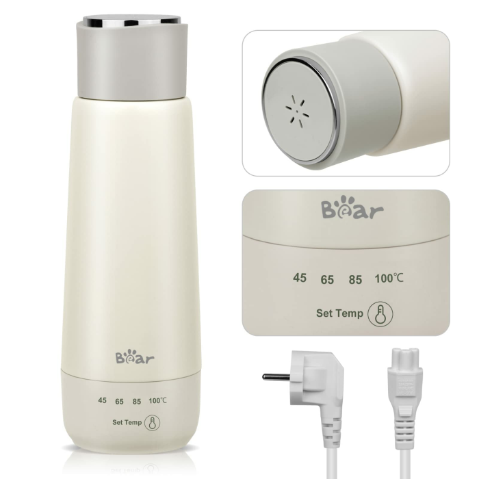 Bear 300ml elektrischer Wasserkocher, 3-in-1 Reise-elektrischer Wasserkocher, Doppelschicht 304 Edelstahlliner, tragbarer kleiner schneller Heizungsisolierungsbecher(Einzeltaste) 0.3 Liter Angebot bei HelloDeals