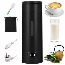 380ML Kleiner Tragbarer Wasserkocher, 3 in 1 Mini Elektrische Wassertasse mit Temperatureinstellung, Automatische Abschaltung, Bürsten und Taschen, Reise Wasserkocher für Kaffee Teezubereitung Grün Angebot bei HelloDeals