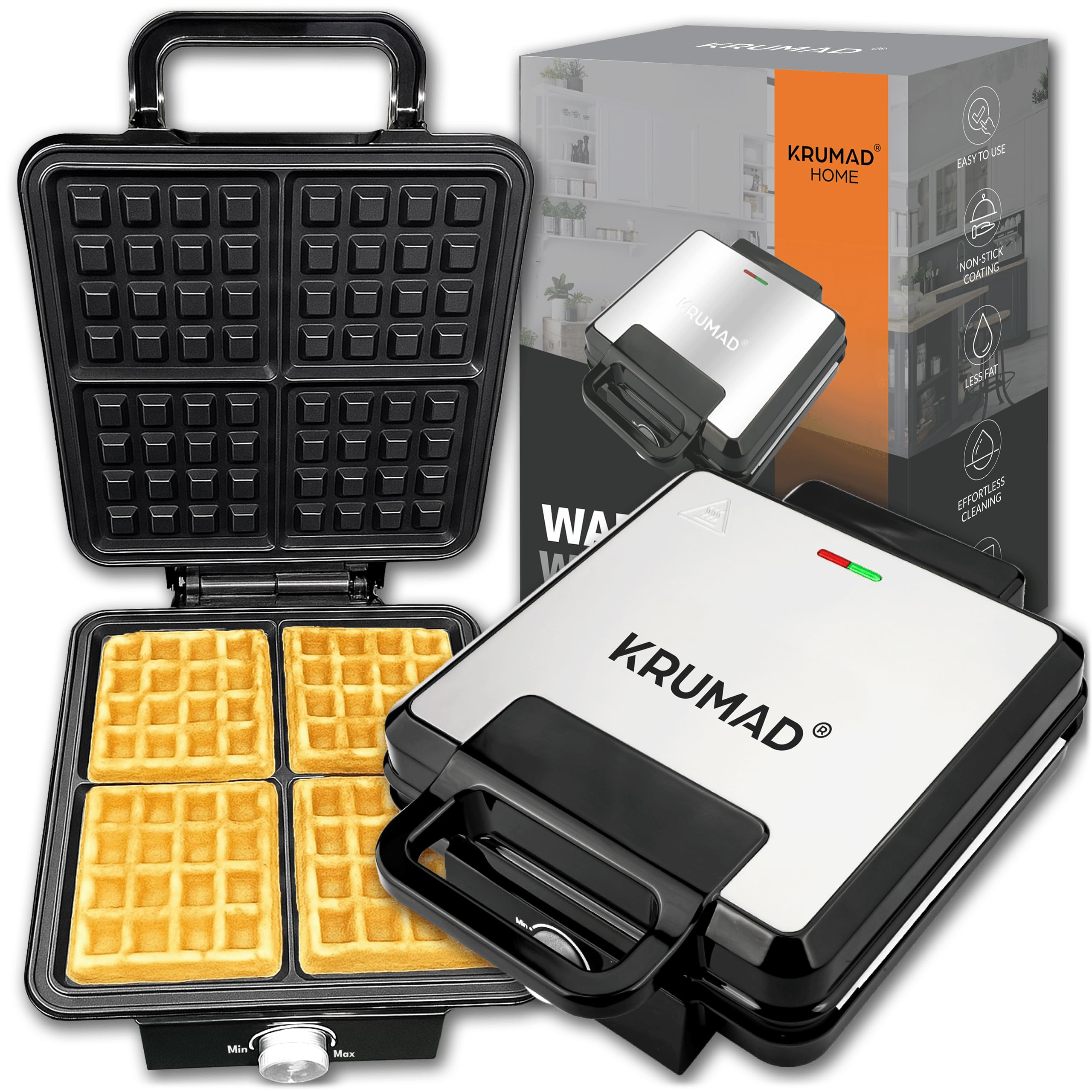 Waffeleisen 2000W – Doppel Waffle Maker für 4 Belgische Waffeln – Antihaftbeschichtung, Temperaturregler, Kontrollleuchten – Kompakt & Leicht zu Reinigen – Edelstahlgehäuse Angebot bei HelloDeals