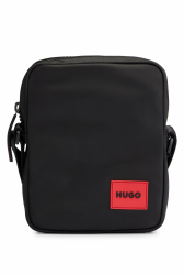 HUGO Herren Ethon 2.0N NS zip Reporter-Tasche mit gummiertem Logo-Label Black2 Angebot bei HelloDeals