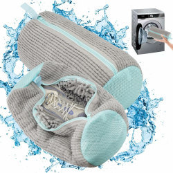 Schuhwaschbeutel Waschmaschine, 2 Stück Schuhwaschbeutel, Schuhbeutel Waschmaschine, Waschbeutel Schuhe Mit 360° Reinigungsflaum, Stoßdämpfend und lärmmindernd für Turnschuhe (Grey) Angebot bei HelloDeals