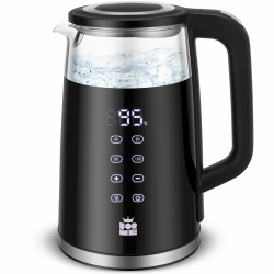 ForMe Glas Wasserkocher 1,7 L mit Temperatureinstellung Temperaturwahl 40-100°C LED Digitale Temperaturanzeige Einstellbar Glaskessel I Edelstahl Glaswasserkocher Teekessel Warmhaltefunktion BPA Frei Angebot bei HelloDeals