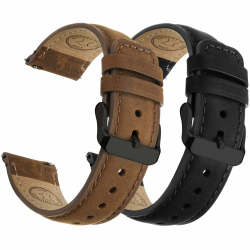Fullmosa Echtleder Uhrenarmbänder 22mm Schnellwechsel-Armband für Damen & Herren, 2er Set Wechsel Lederarmbänder mit Edelstahl-Verschluss, Kaffee & Schwarz mit Schwarz-Verschlüsse Kaffee+Schwarz/Schwarz+Schwarz 22MM Angebot bei HelloDeals