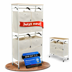 Wäschesammler Organizer mit abnehmbaren Taschen 200L Volumen [mehr Ordnung] Wäschekorb 2 Fächer, Wäschekorb 4 Fächer, Wäscheschrank | Wäschesortierer jetzt auswählen (Beige, 4 Taschen) Beige 4 Taschen Angebot bei HelloDeals