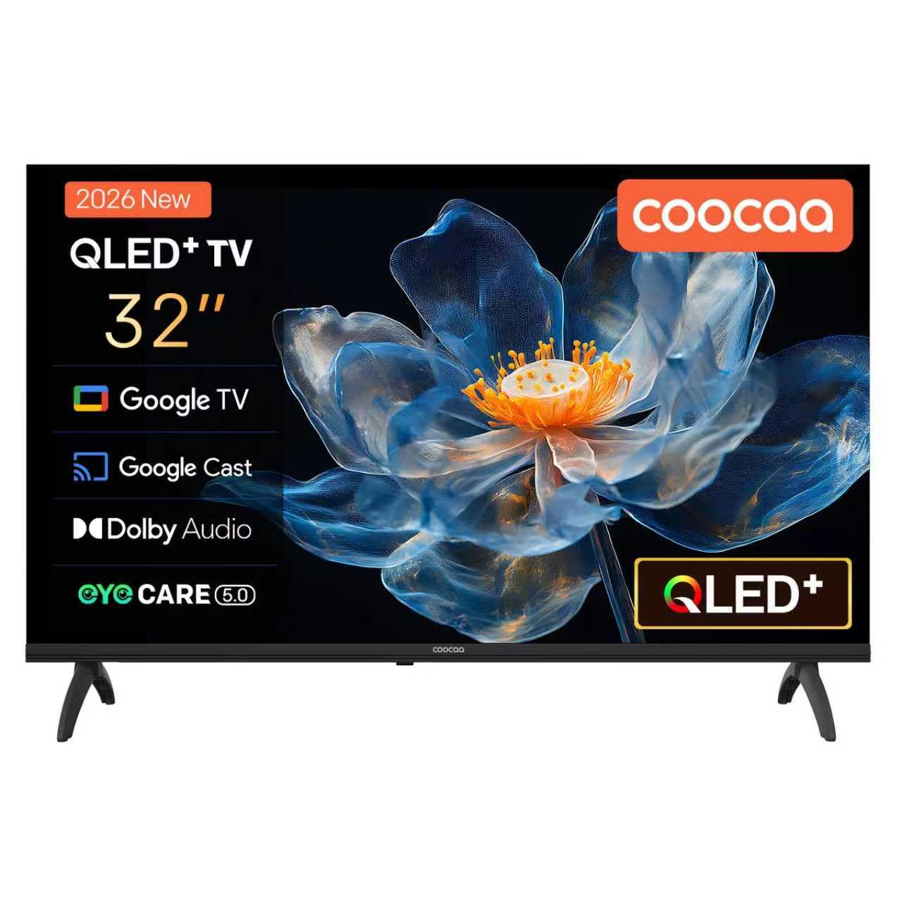 coocaa QLED Smart TV 32 Zoll, 80cm, QLED Fernseher kompatibel mit Google TV, HDR10, Dolby Audio, Bluetooth 5.1, EyeCare, Google Cast, Triple Tuner (DVB-T/T2/C/S/S2, CI+), 32CGQG40Z, 2026 Modell QLED Google TV 32 Zoll Angebot bei HelloDeals
