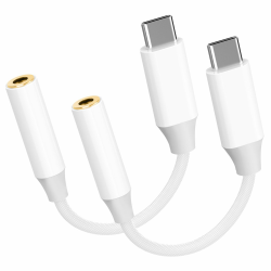 2 Pack USB-C auf 3,5mm Klinke Adapter, Aux auf USB-C Kopfhörer Klinke Adaptor für iPhone 16/15 Series, iPad Pro/Air, Samsung, HUAWE1, Xiaom1, OnePlus, Sony, Google und mehr USBC Geräte Angebot bei HelloDeals