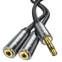Audio Splitter 3,5mm Aux Splitter Verlängerung Kabel für Zwei Kopfhörer, Klinke Kabel Klinkenstecker Adapter kompatibel mit Kopfhörer, Handy, PC, Tablet, Headset, Autoradio, Lautsprecher usw. 25cm Angebot bei HelloDeals