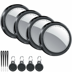Air Tracker Tag Schlüsselfinder 4er Pack, Koffer Tracker Kompatibel mit Apple Wo ist? APP (Nur iOS), Bluetooth Key Finder für Gepäck/Taschen/Brieftasche, Smart KeyFinder, Austauschbarer Akku, Schwarz Tiefschwarz / 4 Pcs Angebot bei HelloDeals