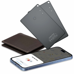 Wallet Tracker Karte 2er Pack Thin1.6mm, Air Smart Tag Geldbörsenfinder Card Kompatibel mit Apple Wo ist? App (nur iOS), Wasserdicht Item Finder für Koffer/Geldbörsen/Schlüssel, Schwarz Schwarz und Schwarz Angebot bei HelloDeals