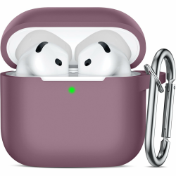 Ouwegaga Hülle Kompatibel mit Apple AirPods 4 Hülle 2024 - Weiches Silikon Schutzhülle für AirPods 4 Case, Stoßfeste Hülle für AirPods 4 Generation, Front-LED Sichtbar, Mit Karabiner,Rauchiges Violett Angebot bei HelloDeals
