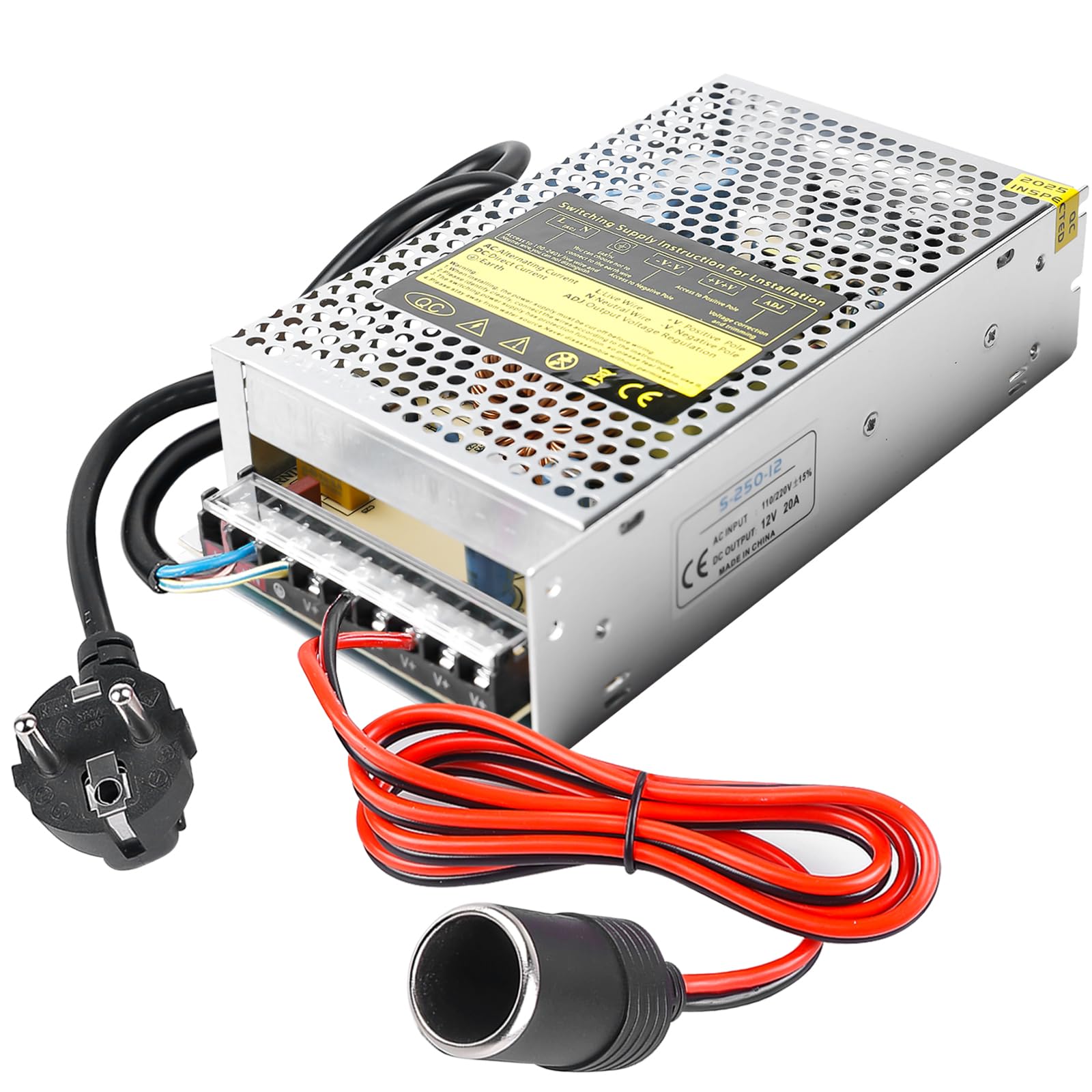 Schaltnetzteil 12V 20A 240W, KFZ Netzadapter Spannungswandler AC 240v auf DC 12v Netzteil Steckdose, geeignet für LED Streifen, CCTV, Radio, Kamera, Elektronische Instrumente Angebot bei HelloDeals