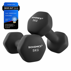 SONGMICS 2 Stück Hexagon Hanteln mit Neoprenbeschichtung für Krafttraining, Fitness, Zuhause 2 x 5 kg，Schwarz Angebot bei HelloDeals