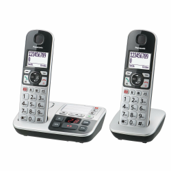 Panasonic KX-TGE522GS DECT Seniorentelefon mit Notruf (Großtastentelefon mit Anrufbeantworter, schnurlos, Telefon DUO)silber-schwarz,max 1,5h - Gespräch, 4,6cm Display, 150 Eintrage, max 330h Standby, TGE mit Anrufbeantworter 2 Telefone Angebot bei HelloDeals