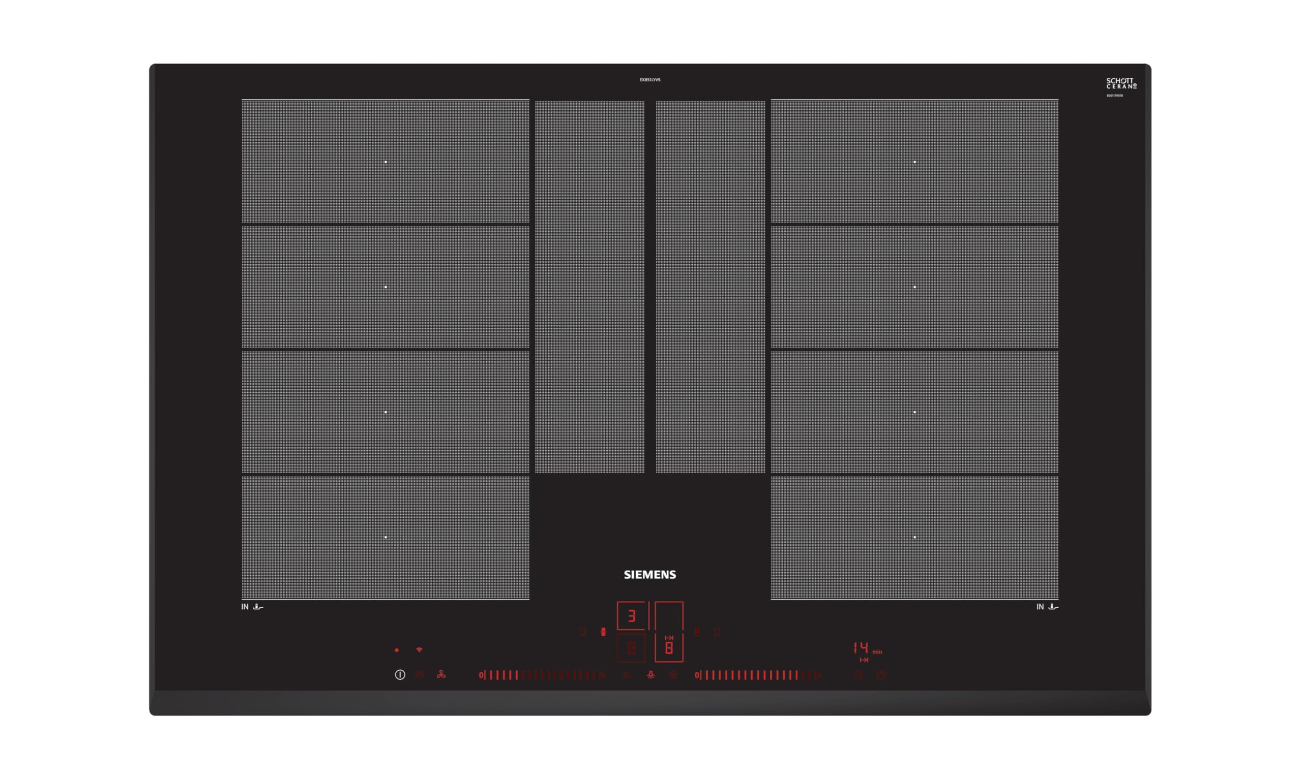 Siemens EX851LYV5E, iQ700, Smartes Induktionskochfeld 80 cm, autark, Rahmenlos aufliegend, Touch & Slide, varioInduktion Plus, Intelligente flexZonen, Bratsensor Plus, cookConnect System, Schwarz iQ700 Rahmenlos aufliegend 80 cm Breite Angebot bei HelloDeals
