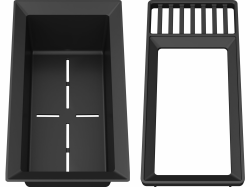 BLANCO Sink Drainer 2-in-1 | Kunststoff schwarzgrau | Multifunktionale Rahmen- und Resteschalenkombination mit integrierter Abtropffläche | bei allen Silgranit Spülen (40cm Tiefe) | [18x39,5x10,3 cm] Angebot bei HelloDeals