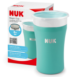NUK Magic Cup Trinklernbecher aus Edelstahl | Hält länger warm oder kalt | 8+ Monate | 230 ml | auslaufsicherer 360°-Trinkrand | BPA-frei und auswaschbar | Blau Angebot bei HelloDeals