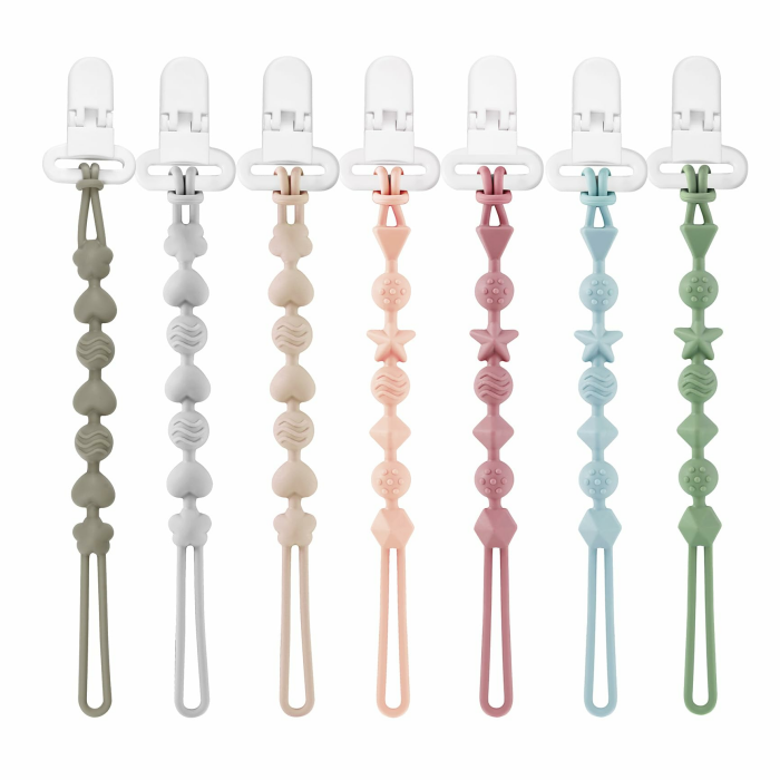 PandaEar 7er-Pack Baby Schnullerkette Silikon - Durchgehendes Design Schnuller Kette Schnullerband für Jungen & Mädchen - Universelle Pacifier Holder Chain für Spielzeug Angebot bei HelloDeals