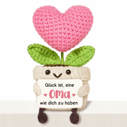 Oma Geschenk - Kreative Strickwolle Herzblume mit Energiekarte, Oma Geburtstagsgeschenk, Geschenk Oma Geburtstag Angebot bei HelloDeals