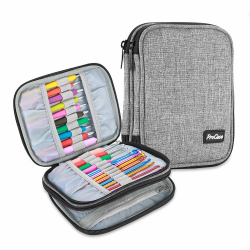 ProCase Tasche für Strickennadel Crochet Hook Case Organizer (Leer ohne Zubehör), Stricknadeltasche mit Netzfächern, Reise Tragetasche für Häkelnadeln Stricknadeln Werkzeuge Zubehör bis 6.5 " Grau Angebot bei HelloDeals