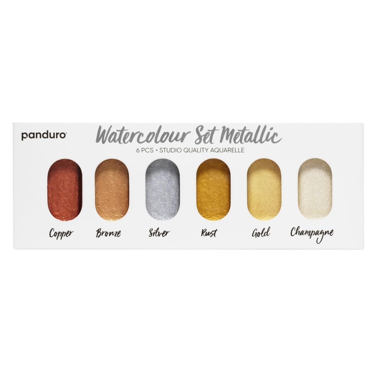 Panduro Aquarellfarbe Metallic Gold, 6er Set schimmernde Wasserfarben Palette zum Malen, Kalligrafie, Brush Lettering, für Erwachsene, Künstler und Hobbykünstler Angebot bei HelloDeals