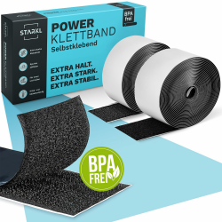 Klettband Selbstklebend - BPA Frei - 5m x 50mm - Klettverschluss Selbstklebend Schwarz - Extra Stark u. Extra Breit -Doppelseitiges Klettband für Innen und Außen Schwarz 5m x 50mm Angebot bei HelloDeals