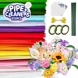 572 Stück Pfeifenputzer zum Basteln, 13 Farben Chenilledraht, Pfeifenreiniger Blumen für Handwerk, pfeifenputzer Basteln für Erwachsene, Kreative DIY Deko Weihnachten (30.5cm X 6mm) Angebot bei HelloDeals