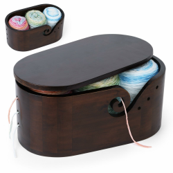 Coopay Elliptisch Garnschale mit Deckel, Supergroß Holz Strickschale für Wolle, Handgefertigt Garnschale für Wolle Groß, Holz Wollschüssel für Häkel- und Strickprojekt, 28,5x15,5x15cm Walnussfarbe mit Deckel Angebot bei HelloDeals